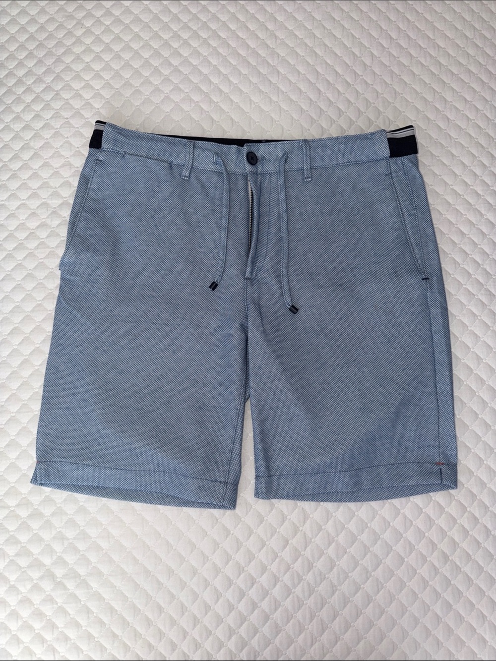 Men's Light Blue Knit Drawstring Shorts